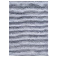 (A435) Nappa Microfiber Silver/Blue Striped High/Low Rug, 8x10