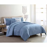 5-Piece Holly Ruched Blue Comforter Set, King