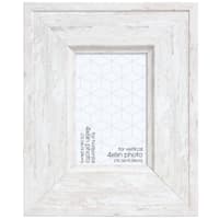 Wide Distressed White Tabletop Picture Frame, 4x6