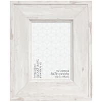 Wide Distressed White Tabletop Picture Frame, 5x7
