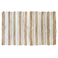 Ivory & Jute Striped Cotton Accent Rug, 2x3
