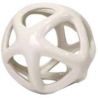White Cutout Ceramic Sphere, 5"