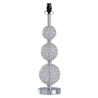 Silver Metal & Crystal Large Table Lamp Base, 23"