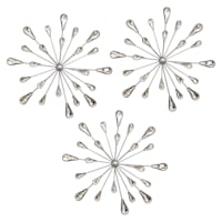 3-Piece Silver Teardrop Bling Burst Wall Art, 10"