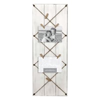 Whitewashed Plank String Collage with Clothespin Photo Clips, 10x25