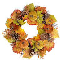 Glittered Velvet Pumpkins Autumn Wreath, 24"