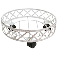 White Metal Quatrefoil Garden Dolly, 12"