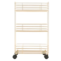 3-Tier Slim Metal Mesh Rolling Cart, Gold