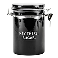 Hey There, Sugar Black Kitchen Canister, 7.3"