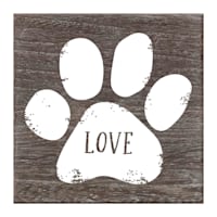 6X6 Greywash With White Paw And Love Printed Sentiment Block