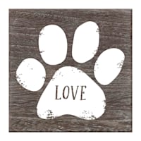 Greywash with White Paw & Love Printed Sentiment Wall Art, 6"