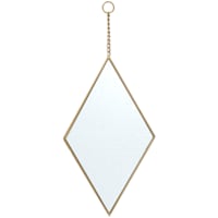 Gold Metal Diamond Shaped Hanging Wall Mirror, 10x18