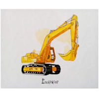 Yellow Construction Excavator Canvas Wall Art, 16x20