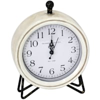 Honeybloom Cream Metal Round Clock, 8"