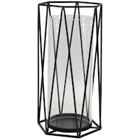 Black Metal Triangle Candle Holder, 11"