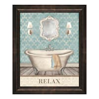 Glass Framed Relax Bathtub Wall Art, 9x11