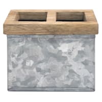 Light Grey Galvanized Metal Toothbrush Holder, 4"