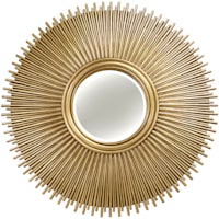Sunburst Polyurethane Soft Gold Round Wall Mirror, 49"