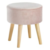 Emmy Stool with Wooden Legs, Rose Pink Velvet