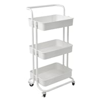 White Rolling Storage Cart with Handle, 34.2"