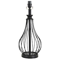 Black Metal Teardrop Table Lamp Base, 21"