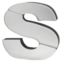 6" Mirrored Wood Monogram Letter, S