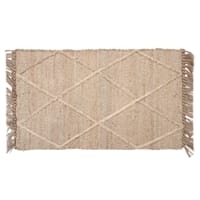 Diamond Design High & Low Jute Accent Rug with Fringe, 2x4