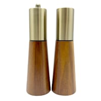 Acacia Wood & Metal Salt Shaker & Pepper Mill Set