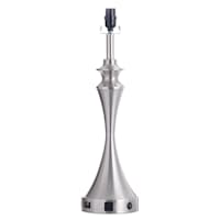 Silver Hourglass Metal Large Table Lamp Base with USB Port, 24"