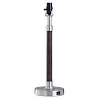 Silver Metal Table Lamp Base with USB Port, 20"