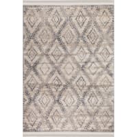 (B616) Found & Fable Flokati Anthracite & Cream Diamond Runner, 2x7