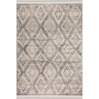 (B616) Found & Fable Flokati Anthracite & Cream Diamond Accent Rug, 3x5