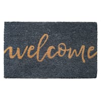 Grey Welcome Script Coir Mat, 18x30