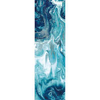Abstract Marbled Teal & Cobalt Blue Canvas Wall Art, 12x36