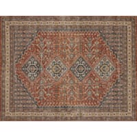 (B619) Dayton Red & Rust Diamond Design Area Rug, 8x10