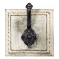 White Wood & Metal Rustic Wall Hook, 5"