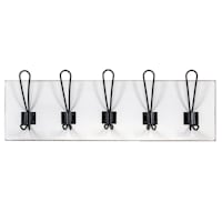 5-Hook White & Black Wall Hooks Rack, 6x12