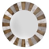 Wooden Multicolored Patch Round Wall Mirror, 30"