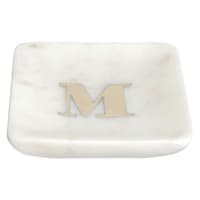 White Marbled Monogram Trinket Tray, M