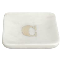 White Marbled Monogram Trinket Tray, C