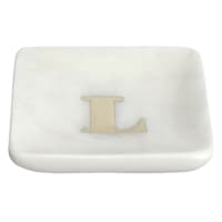 White Marbled Monogram Trinket Tray, L