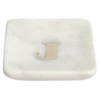 White Marbled Monogram Trinket Tray, J