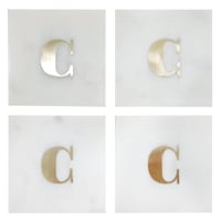 Set of 4 Marble & Brass Monogram Coasters, C