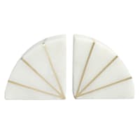 2-Piece White & Gold Marbled Semicircle Bookends Set, 4"