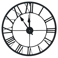 Black Metal Round Wall Clock, 24"