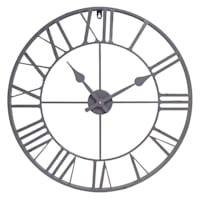 Grey Metal Round Wall Clock, 24"