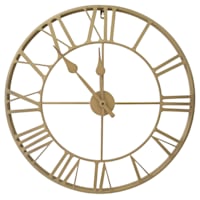 Brass Metal Round Wall Clock, 24"