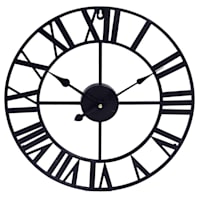 Black Metal Round Wall Clock, 16"