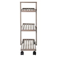 3-Tier Grey Wooden Rolling Storage Cart