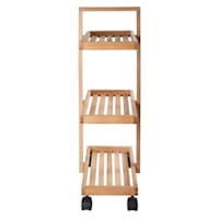 3-Tier Natural Wooden Rolling Storage Cart
